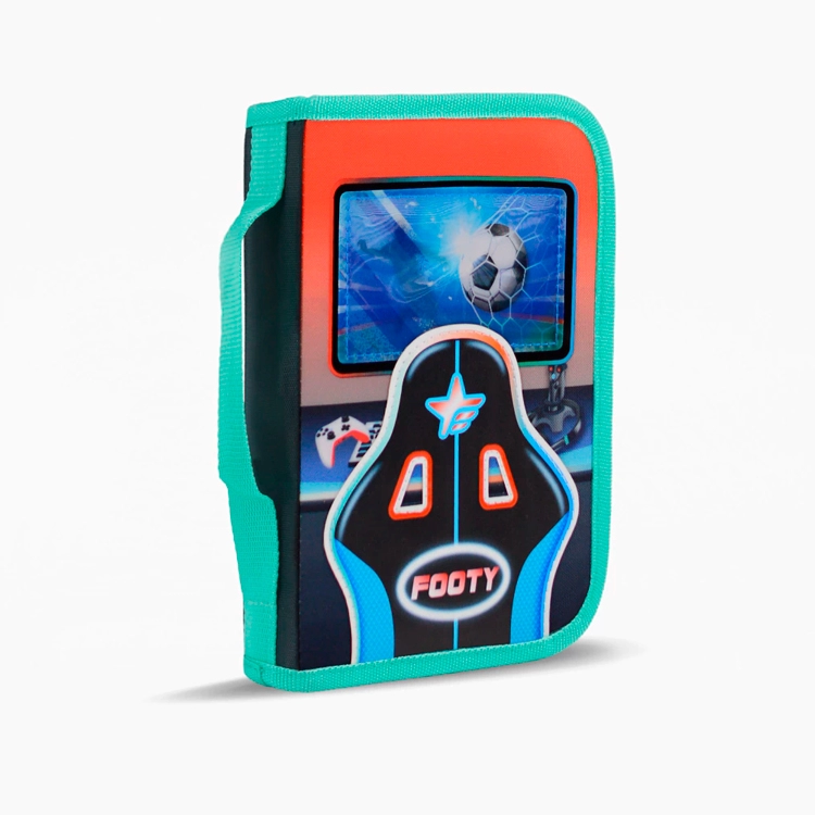 Cartuchera Escolar Footy 2026 Pro Gamer Roja Desplegable 1 Piso Art.F264074